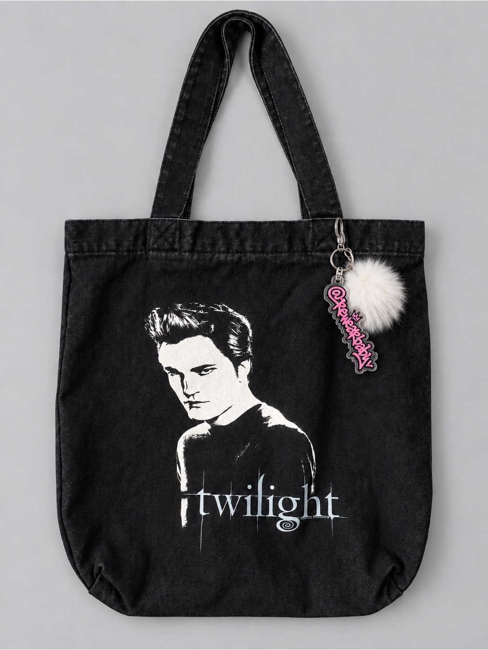 VTG Twilight Edward Cullen Graphic Black Denim Tote Bag